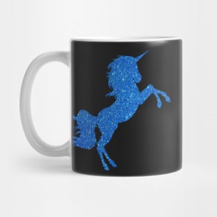 Bright Blue Faux Glitter Unicorn Mug